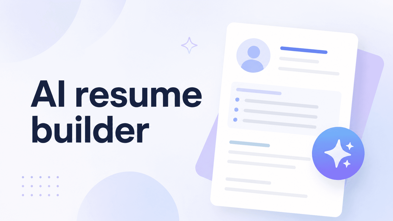 AI resume builder interface displaying a professionally formatted resume with AI enhancement icons.