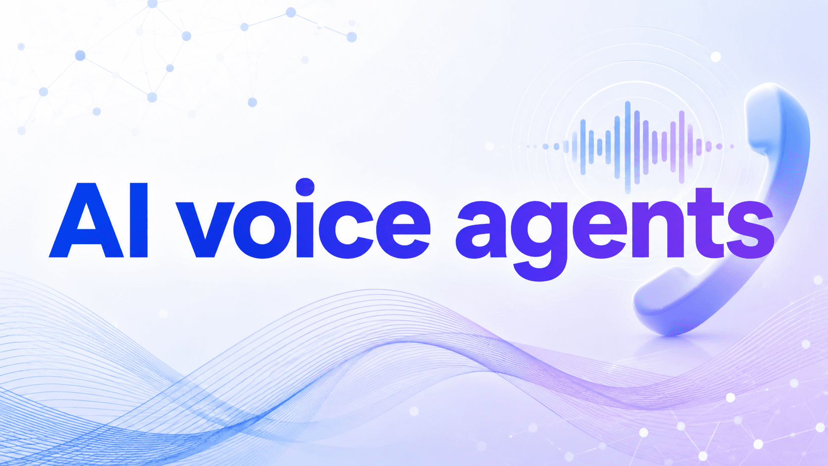 AI voice agents featured image with a phone handset and sound wave graphic.